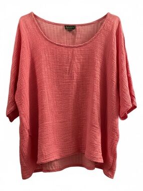Apropos Coral Scoop-Neck Textured Tunic